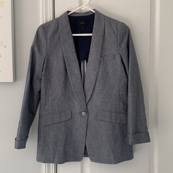 J Crew Blue Blazer Size 2 linen blend - Picture 6 of 13